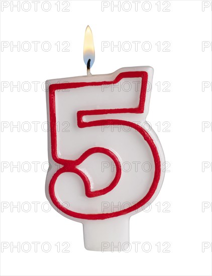 Number Five Birthday Candle