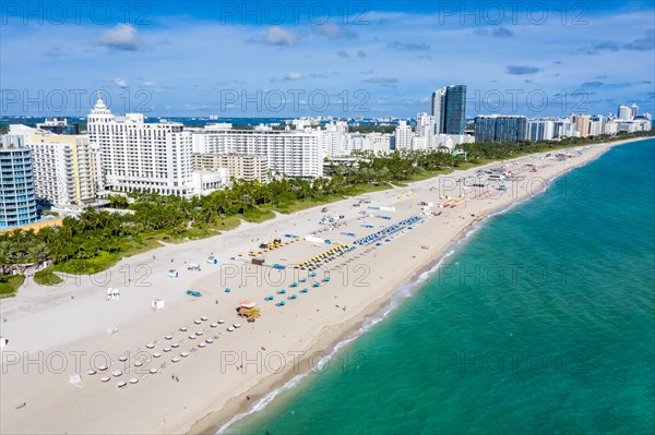 Aerial view of the beach and sea holiday in Miami Beach