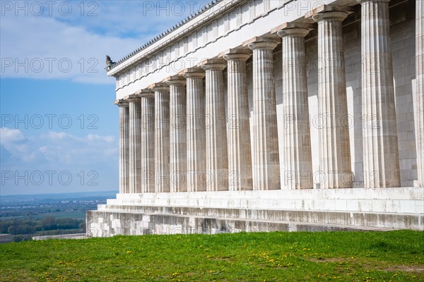 Historic Valhalla building in spring