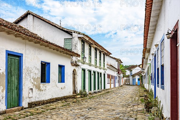 Old streets of the famous city of Paraty on the coast of the state of Rio de Janeiro and founded in 1667 with its colonial-style houses and cobblestones