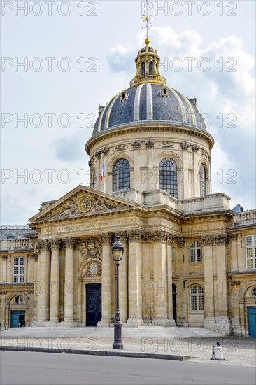 Front facade of the Institute of France headquarters in Paris. One of the most famous buildings in the French capital