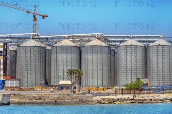 Silos with crane in the port of Port Sudan