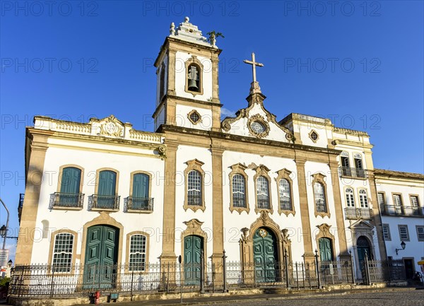 Rococo-style facade of a old church created in the 18th century in the Pelourinho district