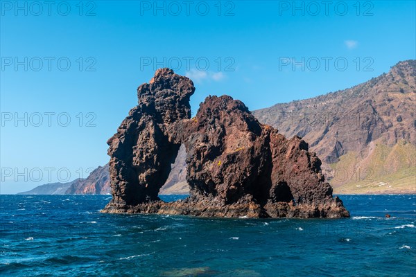 The Roque de la Bonanza in the bay of Las Playas on the island of El Hierro