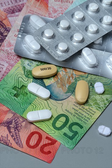 Swiss banknotes and medicines