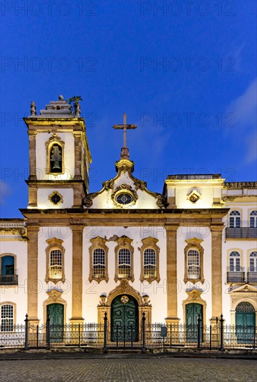 Facade of an old and historic church from the 18th century in the central square of the Pelourinho district in the city of Salvador