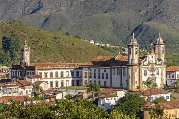 Top view of the center of the historic Ouro Preto city in Minas Gerais