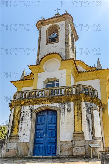 Bottom view of a Church from the time of imperial Brazil built by slaves in the 18th century in the city of Ouro Preto