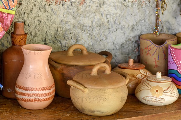 Typical Brazilian clay crafts painted in bright colors in the state of Minas Gerais