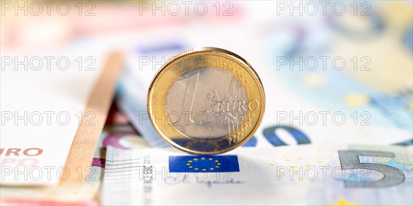 One euro Coin Save Money Finance Pay Banner with Text Free Space in Stuttgart