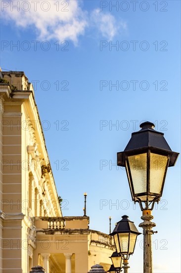 Old metal public lighting lantern in the streets of Pelourinho in Salvador