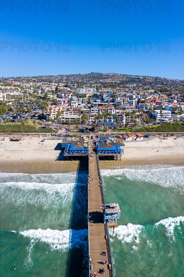 Aerial View of Pier and Beach with Sea Vacation in California San Clemente