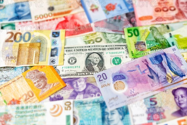 Money banknotes euro dollars currencies finances on travel background pay pay banknotes in Stuttgart