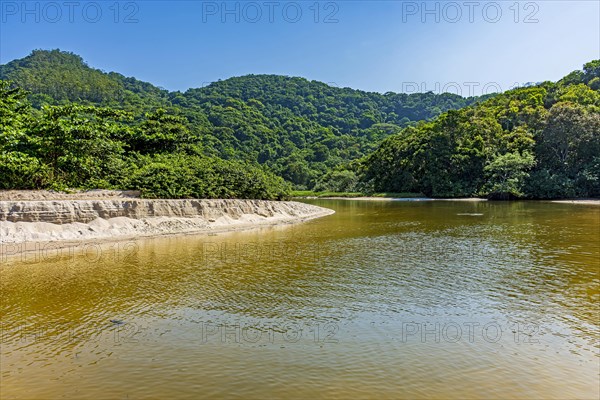 River waters flowing down between hills