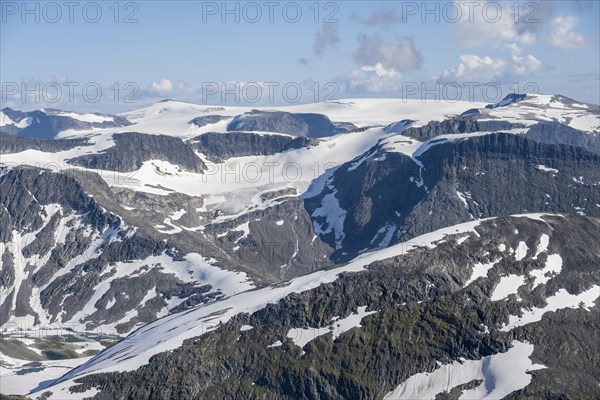 Mountains with glacier tongue of Jostedalsbreen