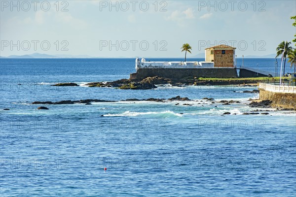The ancient defense fortification of the Bay of Todos os Santos in the historic city of Salvador on the northeast coast of Brazil
