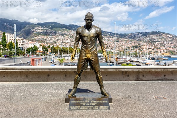 Cristiano Ronaldo statue in Funchal on Madeira Island