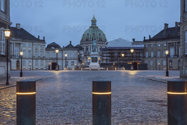 Amalienborg Palace and the dome of Frederik's Church