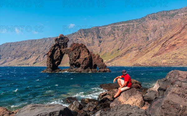 A man at Roque de la Bonanza on the island of El Hierro