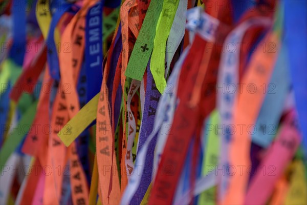Famous and colorful ribbons of our lord do Bonfim which is believed to bring luck and are traditional in the city of Salvador in Bahia.