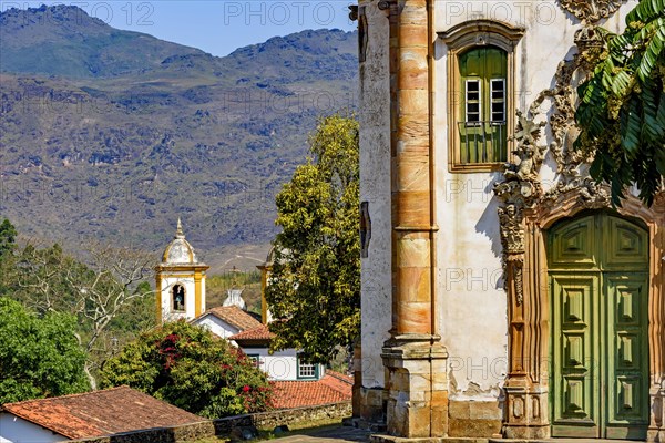 One of the many historic churches in Baroque and colonial style from the 18th century in the city of Ouro Preto in Minas Gerais