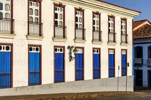 Beautiful old colonial style houses in the historic city of Ouro Preto in the state of Minas Gerais