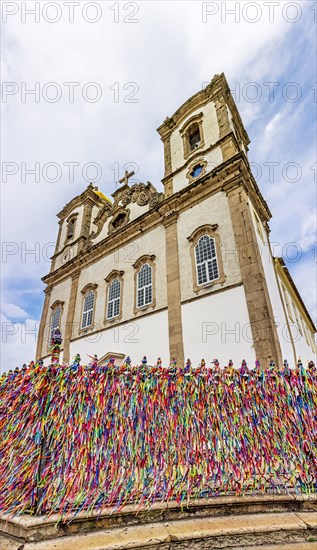 Facade of the famous and historic church of Nosso Senhor do Bonfim which is one of the main tourist and cultural attractions of the city of Salvador in Bahia