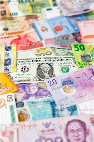 Money banknotes euro dollars currencies finances on travel background pay pay banknotes in Stuttgart