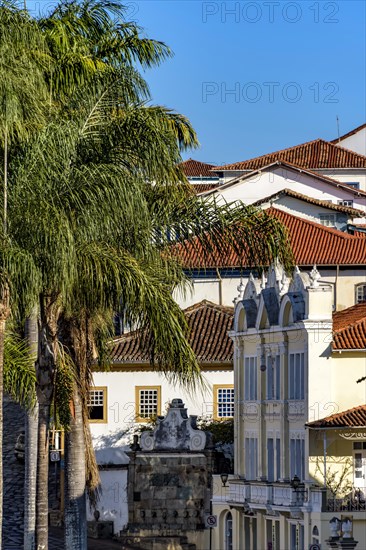 Detail of colonial style streets and houses in the old and historic city of Diamantina in Minas Gerais