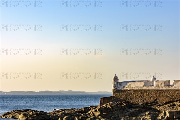 Walls and watchtowers of the fortress of Santa Maria in the bay of Todos os Santos in Salvador