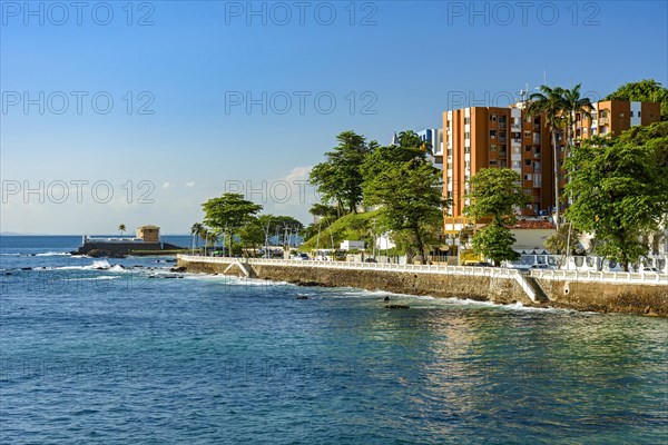 Famous avenue in the city of Salvador in Bahia on the edge of the sea in one of the main tourist spots in the city