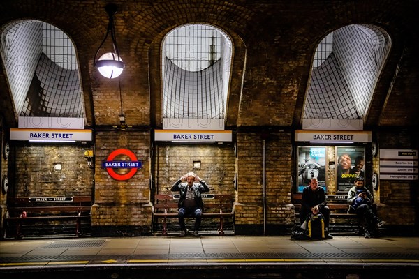 Passengers at Baker Street Underground Station