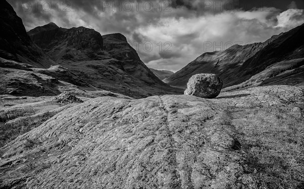 View of the Three Sisters in black and white