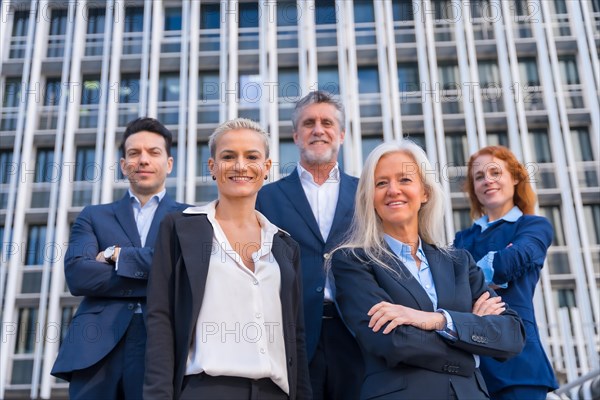 Portrait of Successful Senior Executives in Commercial Building with Business Attire