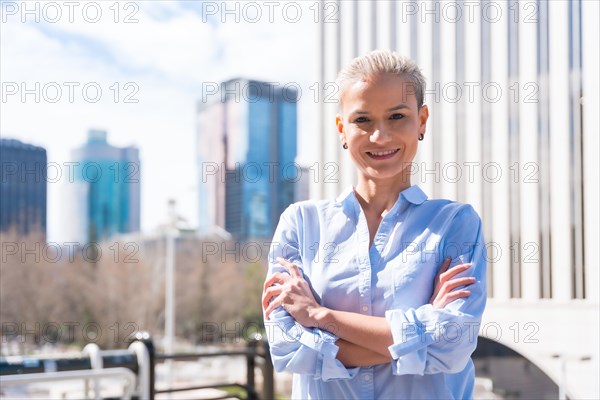 Executive professional white haired businesswoman in a business area