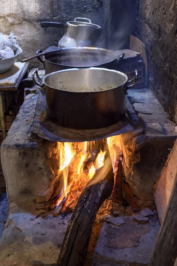 Traditional Brazilian food being prepared on old