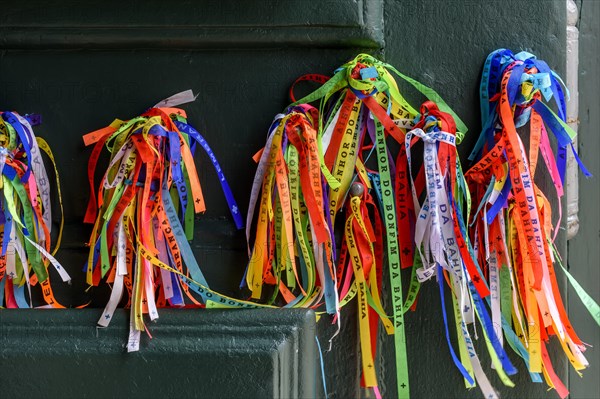 Famous and colorful ribbons of our lord do Bonfim which is believed to bring luck and are traditional in the city of Salvador in Bahia.