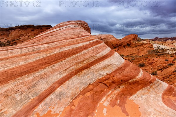 Fire Wave rock formation in Valley of Fire State Park in Nevada
