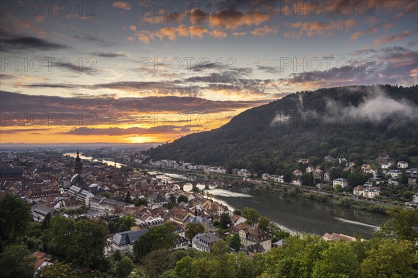 The city of Heidelberg at sunset