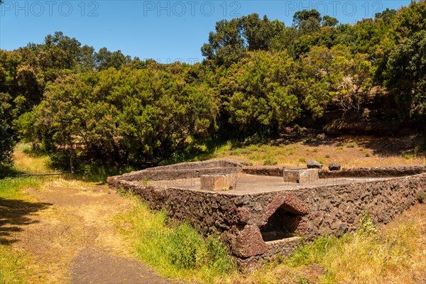 Well next to the path of laurel forest in a lush green landscape in La Llania on El Hierro