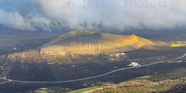 Panorama from Montana de Guardilama to Montana Diama and the wine-growing area of La Geria