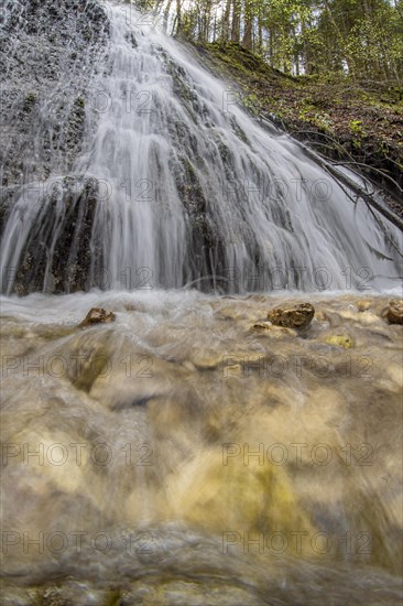 Forest stream with waterfall in the UNESCO World Heritage Beech Forest in the Limestone Alps National Park