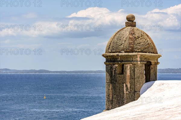 Guardhouse and lookout in an old historic fortress in the city of Salvador in Bahia