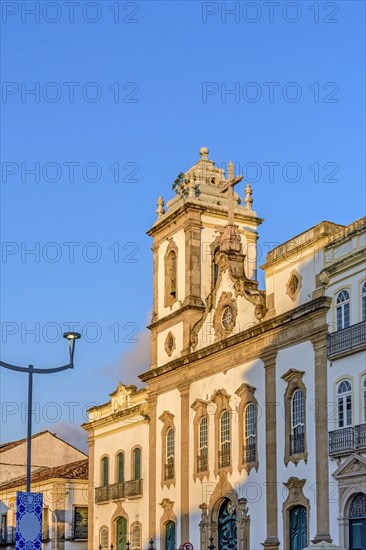 Facade of an old and historic church from the 18th century in the central square of the Pelourinho district in the city of Salvador