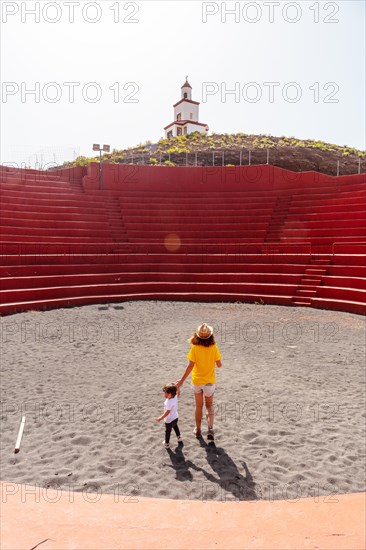 Visiting the amphitheater next to the church of Nuestra Senora de Candelaria in La Frontera in El Hierro