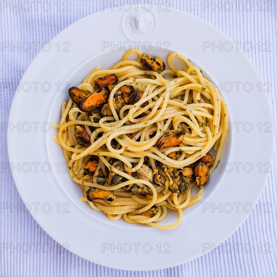 Italian dish from the Italian cuisine Spaghetti with clams Vongole