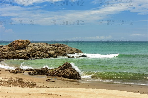 Paradise beach and its waters and waves on the coast of the city of Salvador in Bahia in the northeast region of Brazil