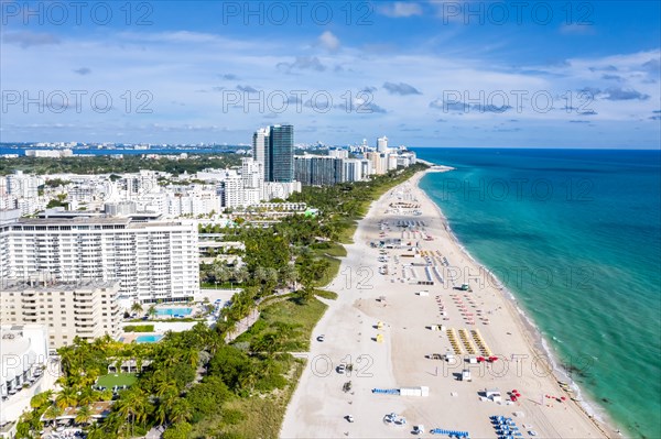 Aerial view of the beach and sea holiday in Miami Beach