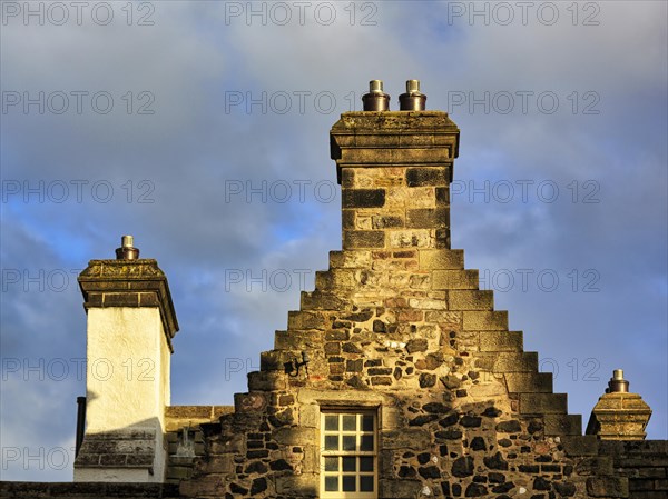 Typical stepped gable with chimneys