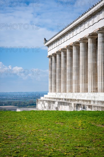 Historic Valhalla building in spring